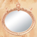 (twin angel) Old French-inspired round wall mirror from 1865 115 x 125