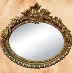 (The mirror of the golden age) Luxurious golden oval shaped mirror 88 X 100