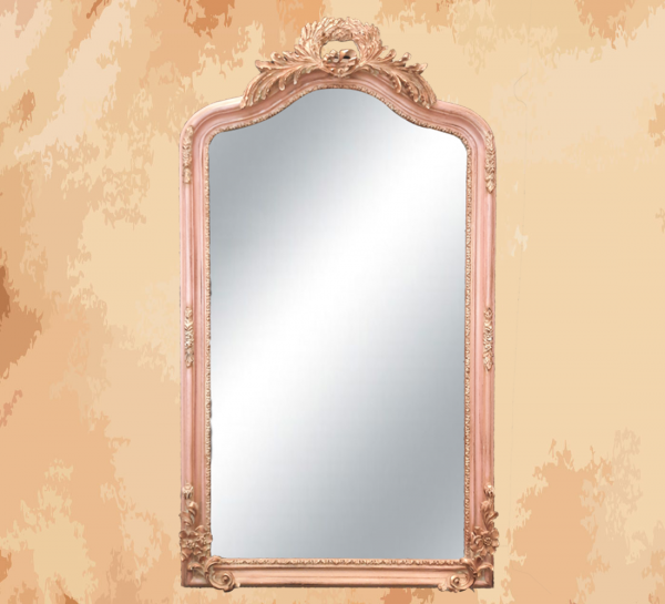 -This element is inspired by French palaces and classic old French art  -Manufactured by the most skilled craftsmen in the handmade industry  – This product is a special design inspired by French art and antiquity  – A cheerful and elegant mirror that gives the feeling of being in a French palace from the eighteenth century  -size 180 x 100 Natural wooden structure with the addition of all the engraving work on the wood material resin and mirror 4 mm One of the finest types of mirrors with high quality and environmentally friendly paints