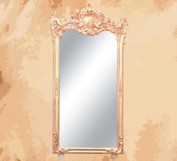 -A mirror inspired by the haircuts of French princesses in the eighteenth century  -Manufactured by the most skilled craftsmen in the handmade industry  -This element is inspired by French palaces and classic old French art  – This product is a special design inspired by French art and antiquity  – A cheerful and elegant mirror that gives the feeling of being in a French palace from the eighteenth century  -size 160 x 80 Natural wooden structure with the addition of all the engraving work on the wood material resin and mirror 4 mm One of the finest types of mirrors with high quality and environmentally friendly paints