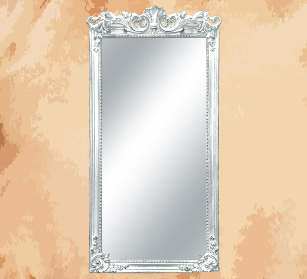 -Mirror with a unique color that looks like snow -Manufactured by the most skilled craftsmen in the handmade industry -This element is inspired by French palaces and classic old French art – This product is a special design inspired by French art and antiquity – A cheerful and elegant mirror that gives the feeling of being in a French palace from the eighteenth century -size 140 x 65 Natural wooden structure with the addition of all the engraving work on the wood material resin and mirror 4 mm One of the finest types of mirrors with high quality and environmentally friendly paints