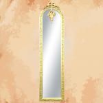 (hanging rose bouquet) Rectangular mirror of a unique shape, in a golden color close to green 165 x 40