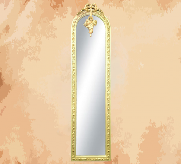 -A uniquely shaped woman inspired by French flower bouquets-Manufactured by the most skilled craftsmen in the handmade industry  -This element is inspired by French palaces and classic old French art  – This product is a special design inspired by French art and antiquity  – A cheerful and elegant mirror that gives the feeling of being in a French palace from the eighteenth century  -size 165 x 40 Natural wooden structure with the addition of all the engraving work on the wood material resin and mirror 4 mm One of the finest types of mirrors with high quality and environmentally friendly paints