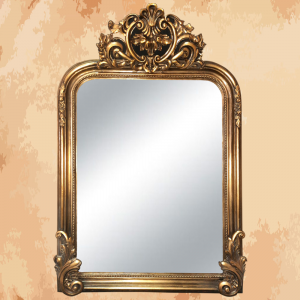 -Rectangular mirror dark gold color like a brunette princess in a royal French palace  -Manufactured by the most skilled craftsmen in the handmade industry  -This element is inspired by French palaces and classic old French art  – This product is a special design inspired by French art and antiquity  – A cheerful and elegant mirror that gives the feeling of being in a French palace from the eighteenth century  -size 110 x 85 Natural wooden structure with the addition of all the engraving work on the wood material resin and mirror 4 mm One of the finest types of mirrors with high quality and environmentally friendly paints