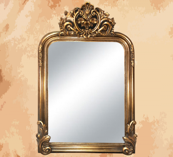 -Rectangular mirror dark gold color like a brunette princess in a royal French palace -Manufactured by the most skilled craftsmen in the handmade industry -This element is inspired by French palaces and classic old French art – This product is a special design inspired by French art and antiquity – A cheerful and elegant mirror that gives the feeling of being in a French palace from the eighteenth century -size 110 x 85 Natural wooden structure with the addition of all the engraving work on the wood material resin and mirror 4 mm One of the finest types of mirrors with high quality and environmentally friendly paints