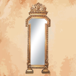 (throne of gold) Rectangular mirror with a luxurious and royal design with a luxurious golden color 210 x 80
