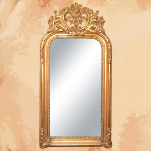 -Rectangular mirror with a luxurious and unique shape with a sunny golden color like a piece of the sun  -Manufactured by the most skilled craftsmen in the handmade industry  -This element is inspired by French palaces and classic old French art  – This product is a special design inspired by French art and antiquity  – A cheerful and elegant mirror that gives the feeling of being in a French palace from the eighteenth century  -size 210 x 65 Natural wooden structure with the addition of all the engraving work on the wood material resin and mirror 4 mm One of the finest types of mirrors with high quality and environmentally friendly paints