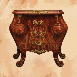 -A luxurious commode inspired by the ancient French civilization and with golden copper pieces that give it an attractive shape with a glowing luster  -Manufactured by the most skilled craftsmen in the handmade industry  – This product is a special design inspired by French art and antiquity  – This product is a special design inspired by Chinese art and antiquity made by the most skilled makers of classic handcrafted furniture  – Natural wooden structure with the addition of all engraving works on wood and resin, A luxuriously suitable copper was chosen and environmentally friendly paints
