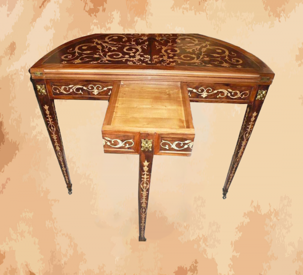 – A uniquely shaped table with the possibility of dividing it at all times, and a drawer appears when it is divided Manufactured by the most skilled craftsmen in the handmade industry – This element is inspired by French palaces and old classic French art – This product is a special design inspired by French art and antiquity – Lots of holes and stone drawers – A great piece, very tasty so it saves space – Made of natural wood and crafted by one of the most skilled craftsmen with balsandar inlays, With the addition of natural paints that highlight the beauty of the product and the inlay of copper pieces specially designed for it– A uniquely shaped table with the possibility of dividing it at all times, and a drawer appears when it is divided Manufactured by the most skilled craftsmen in the handmade industry – This element is inspired by French palaces and old classic French art – This product is a special design inspired by French art and antiquity – Lots of holes and stone drawers – A great piece, very tasty so it saves space – Made of natural wood and crafted by one of the most skilled craftsmen with balsandar inlays, With the addition of natural paints that highlight the beauty of the product and the inlay of copper pieces specially designed for it