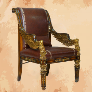 -Manufactured by the most skilled craftsmen in the handmade industry – French-era chair with eagle wings shaped armrests – This chair is not only good as a seat in cafes and restaurants, but also very good as a work bench in the office and workspace of your luxury home. If you want to put it on the front porch as a comfortable place to sit, it also looks luxurious and elegant – This product is a special design inspired by French art and antiquity created by the most skilled handcrafters of classic furniture. Italian leather with high-density sponge padding, very comfortable to sit on -SIZES 120 x 75 x 70