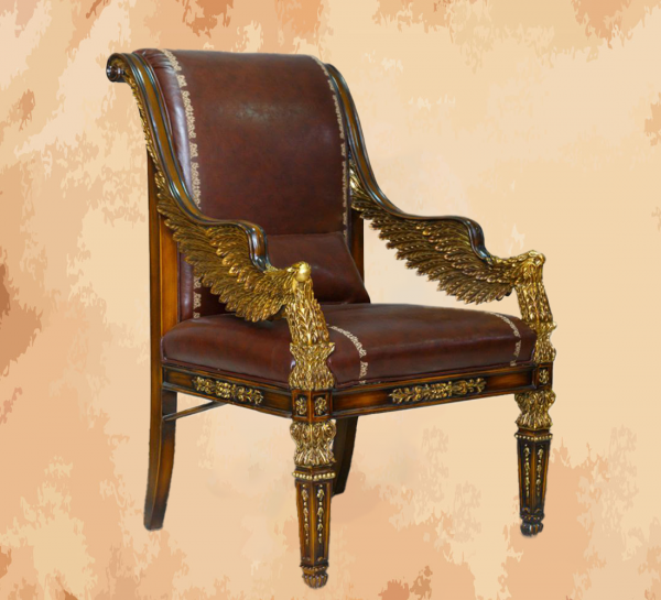 -Manufactured by the most skilled craftsmen in the handmade industry – French-era chair with eagle wings shaped armrests – This chair is not only good as a seat in cafes and restaurants, but also very good as a work bench in the office and workspace of your luxury home. If you want to put it on the front porch as a comfortable place to sit, it also looks luxurious and elegant – This product is a special design inspired by French art and antiquity created by the most skilled handcrafters of classic furniture. Italian leather with high-density sponge padding, very comfortable to sit on -SIZES 120 x 75 x 70
