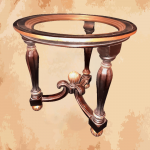 (French crystal table) Luxurious wooden table with solid glass