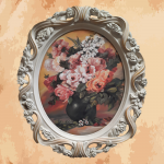(flower vase plate) Luxurious oil painting with cheerful oil painting 75x 60