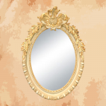 (Mirror from the golden era) Luxurious golden oval shaped mirror