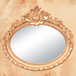 (Mirror from the golden red) Luxurious golden oval shaped mirror